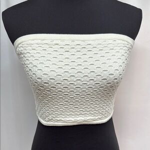 Aerie Cream Sleeveless Fitted Crop Top